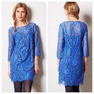 Anthro HD in Paris cobalt blue lace dress